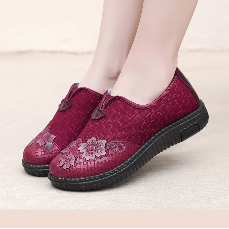Embroidery Online - Damen Winter Plüschgefütterte Slip-On Schuhe mit