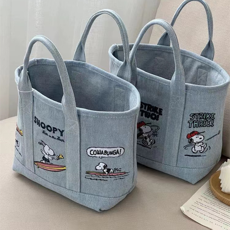Embroidery Online - Neue Snoopy Comic Denim-Tragetasche, geräumige Canvas-Umhängetasche